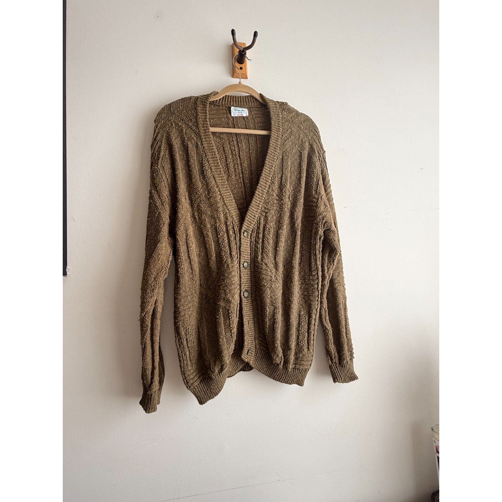 Vintage 90's Benetton Cotton Cardigan - Hunter Green (Men's L/Xl)